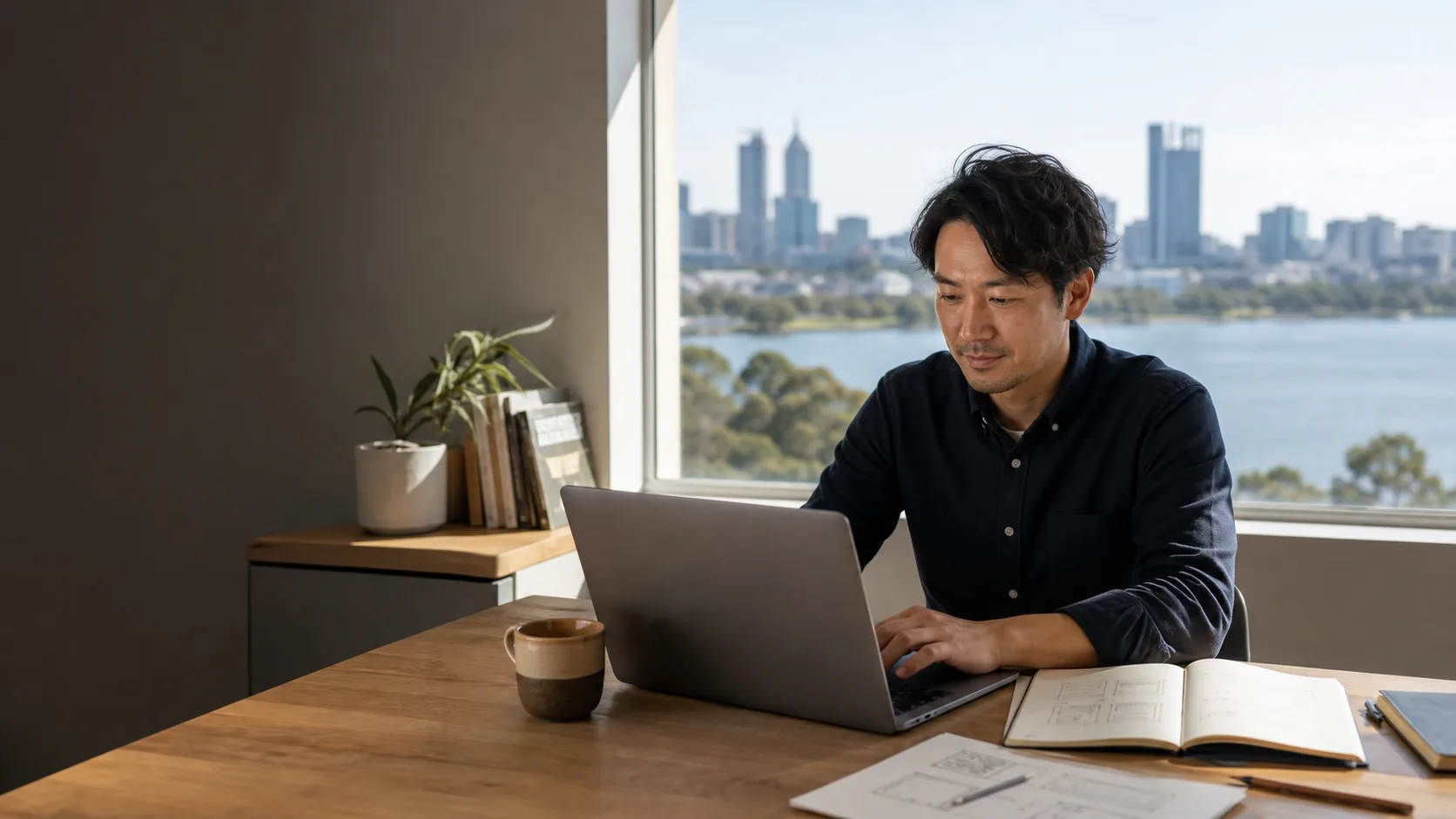 パースの窓辺でWeb制作とマーケティングを進める様子